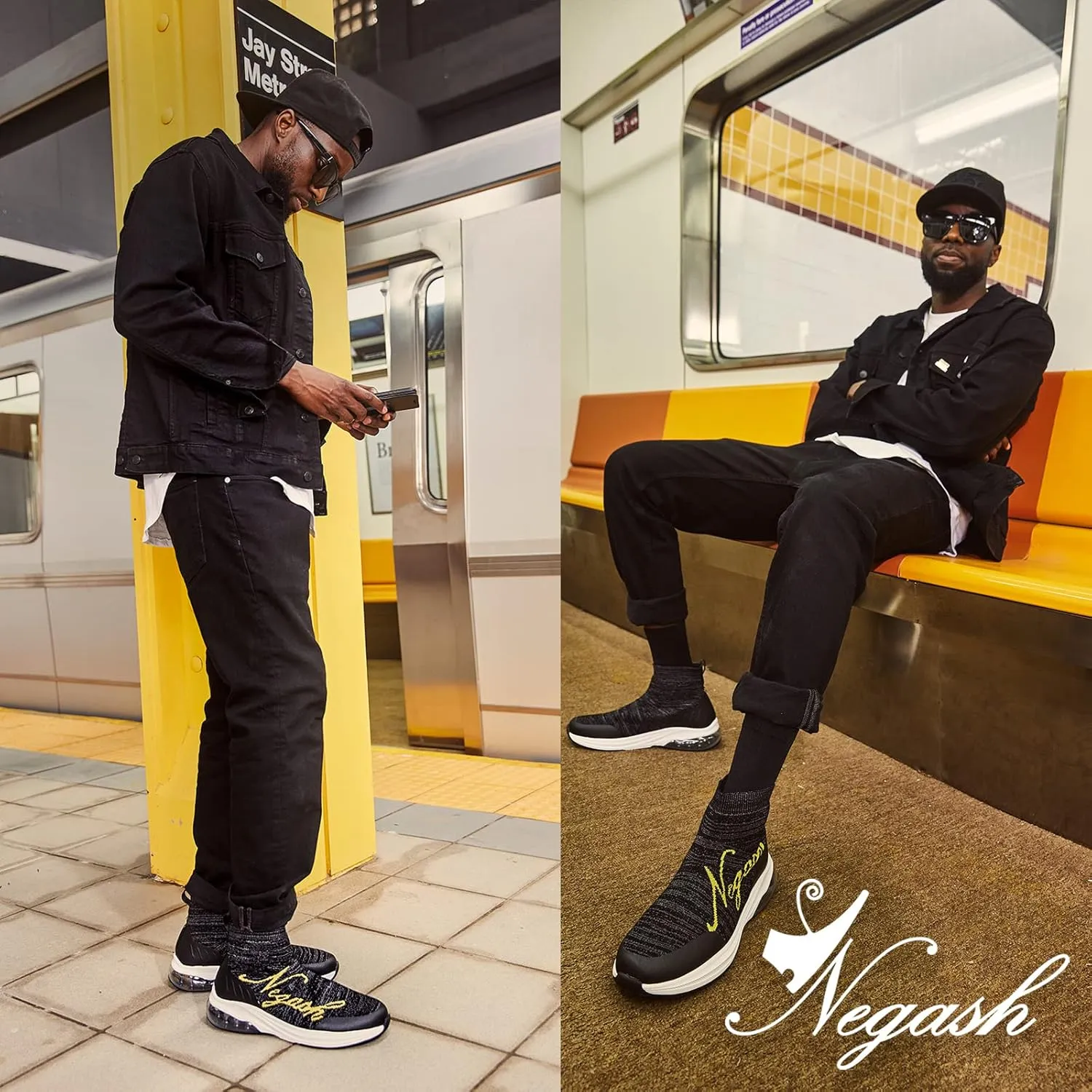 Negash Fashion Sneakers for Men Breathable Sock Shoes for Men Casual Slip On Walking Sneakers Lightweight Running Shoes