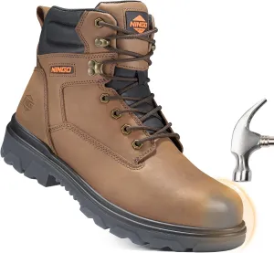 NINGO Steel Toe Work Boots for Men, Waterproof Work Boot with Puncture Proof, Oil & Slip Resistant, Comfortable Mens Construction Boots with EH Protection, Leather Shoes for Industrial