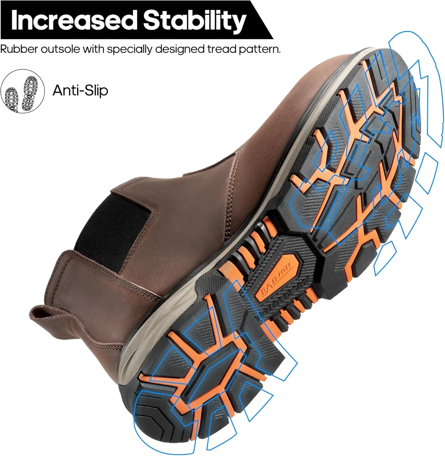 NORTIV 8 Slip On Work Boots for Men Steel Toe Waterproof Safety Construction Boots for Men