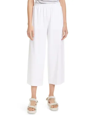 Optic White Cropped Wide Leg Pant