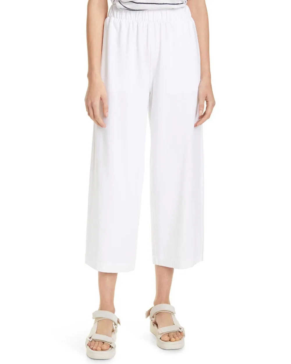 Optic White Cropped Wide Leg Pant