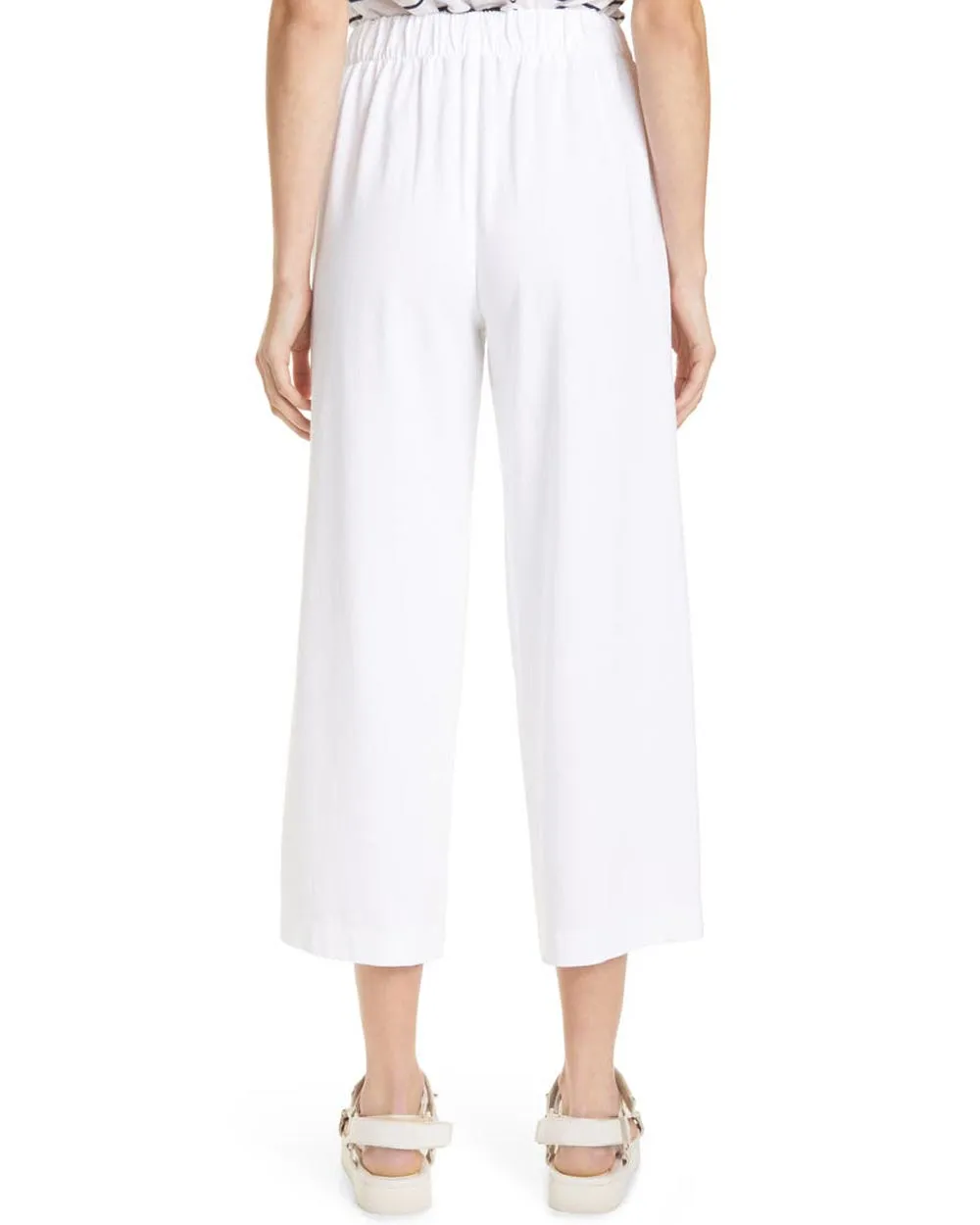Optic White Cropped Wide Leg Pant