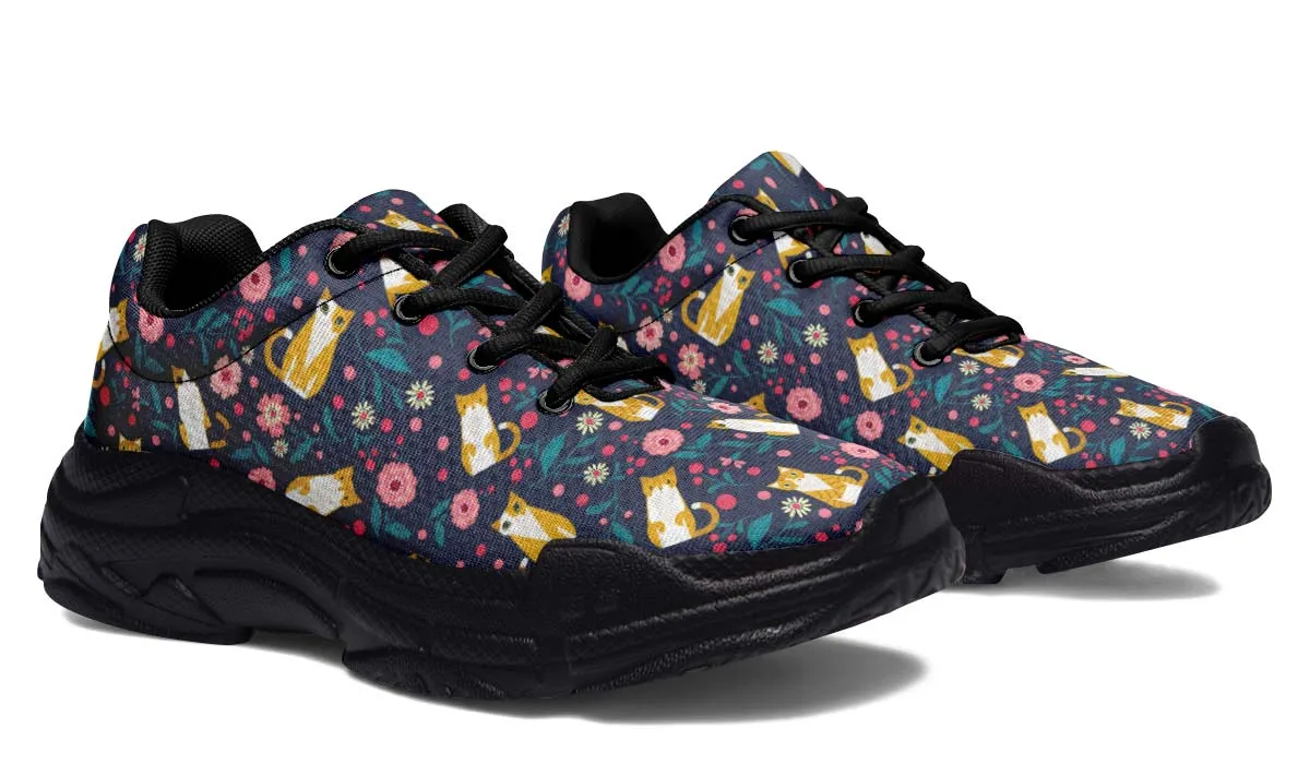 Orange Cat Flower Chunky Sneakers