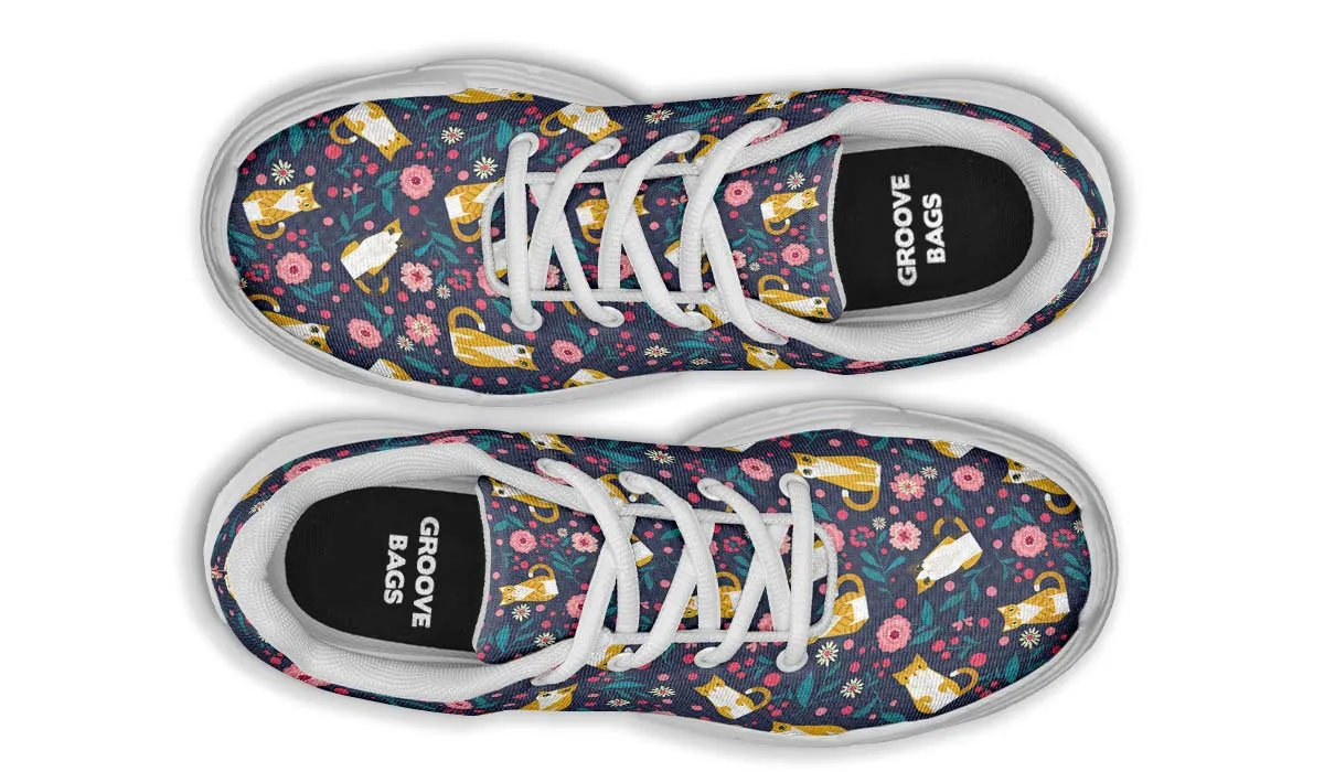 Orange Cat Flower Chunky Sneakers