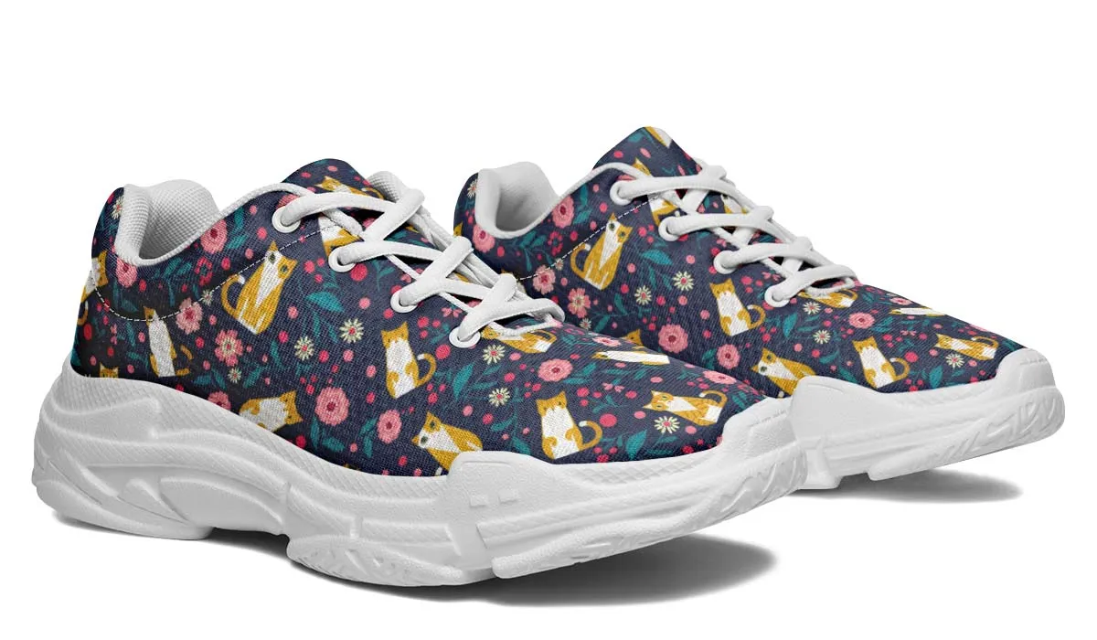 Orange Cat Flower Chunky Sneakers