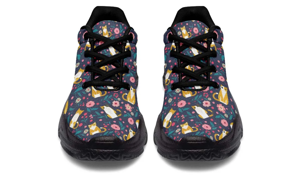 Orange Cat Flower Chunky Sneakers