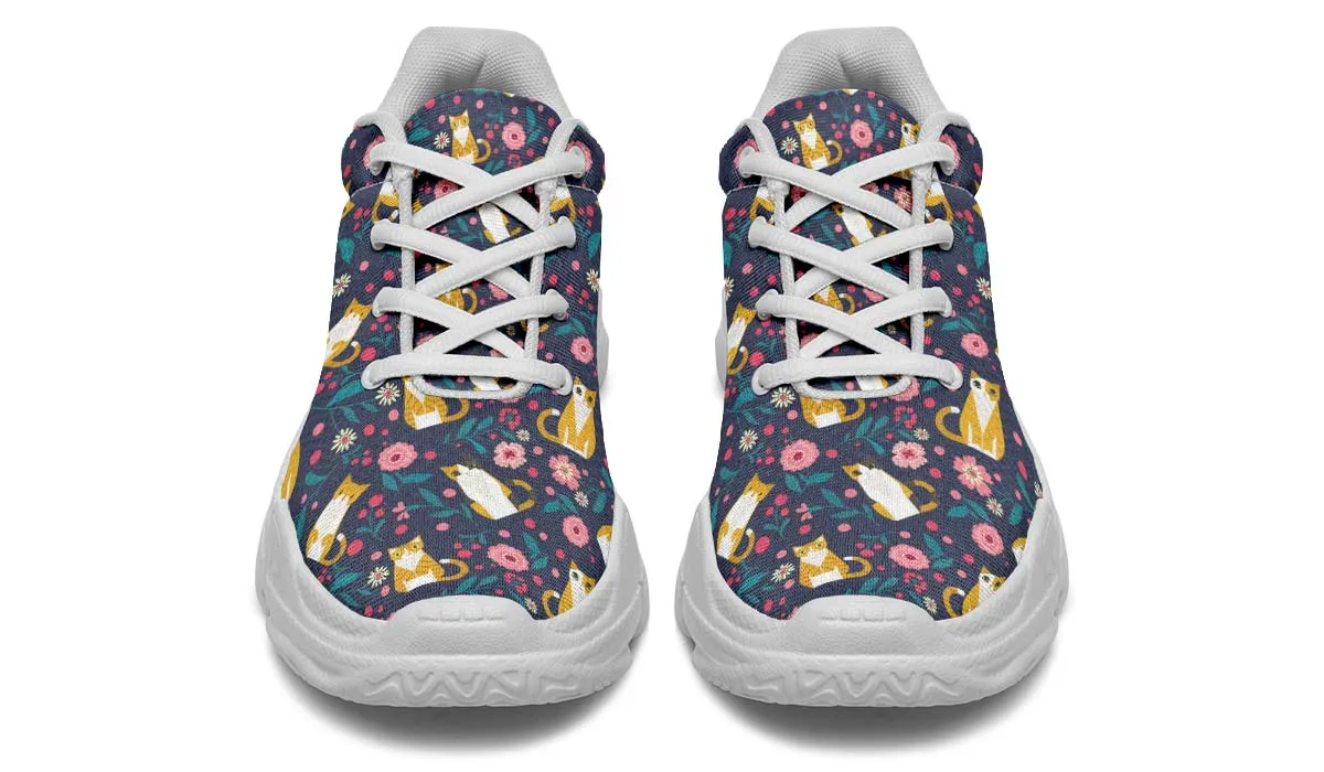Orange Cat Flower Chunky Sneakers