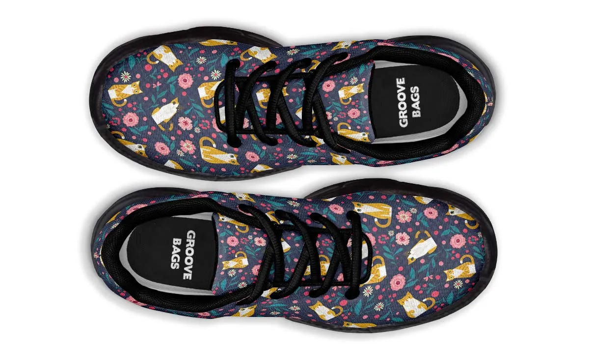 Orange Cat Flower Chunky Sneakers
