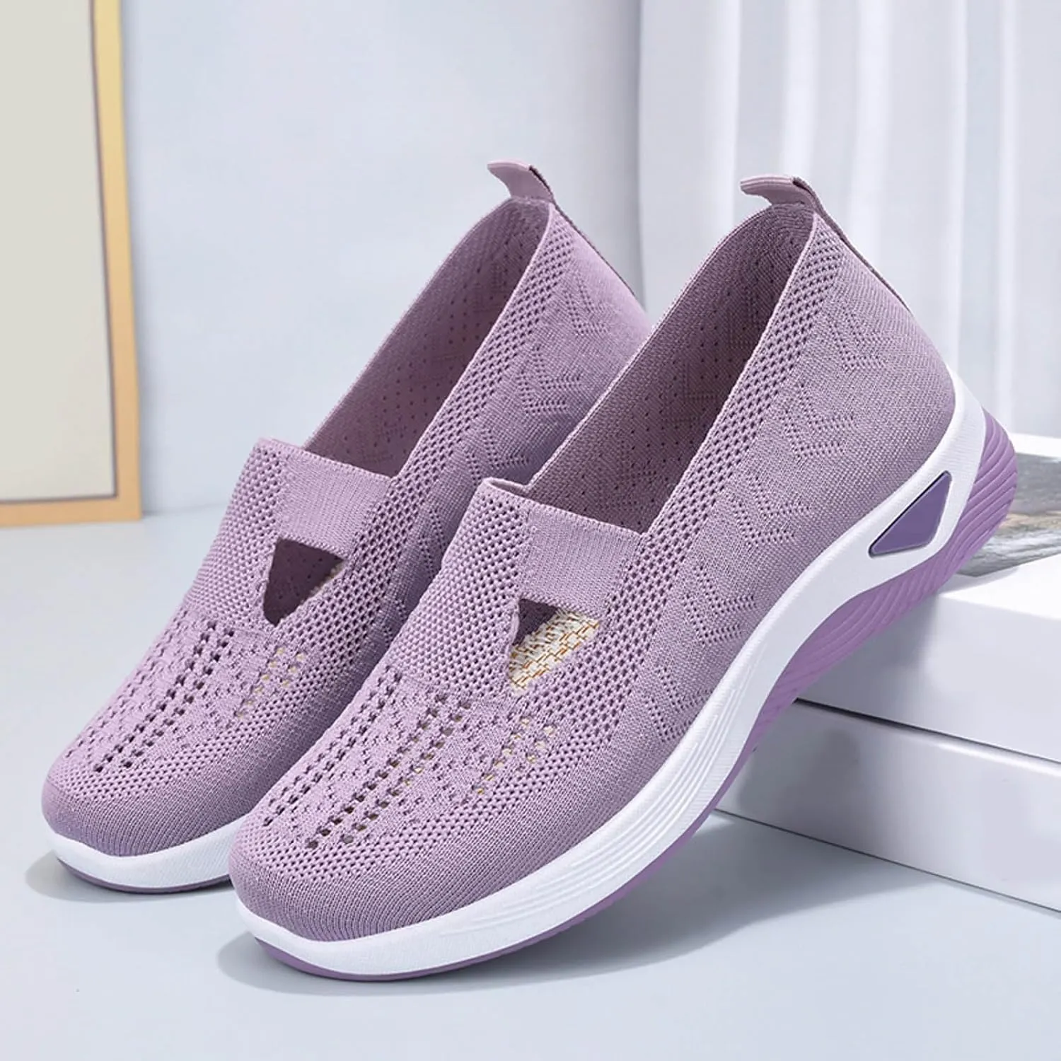 Orthopedic Walking Shoes for Plantar Fasciitis Relief Womens Slip On Sneakers with Arch Support Comfortable Casual Loafers Diabetic Foot Pain