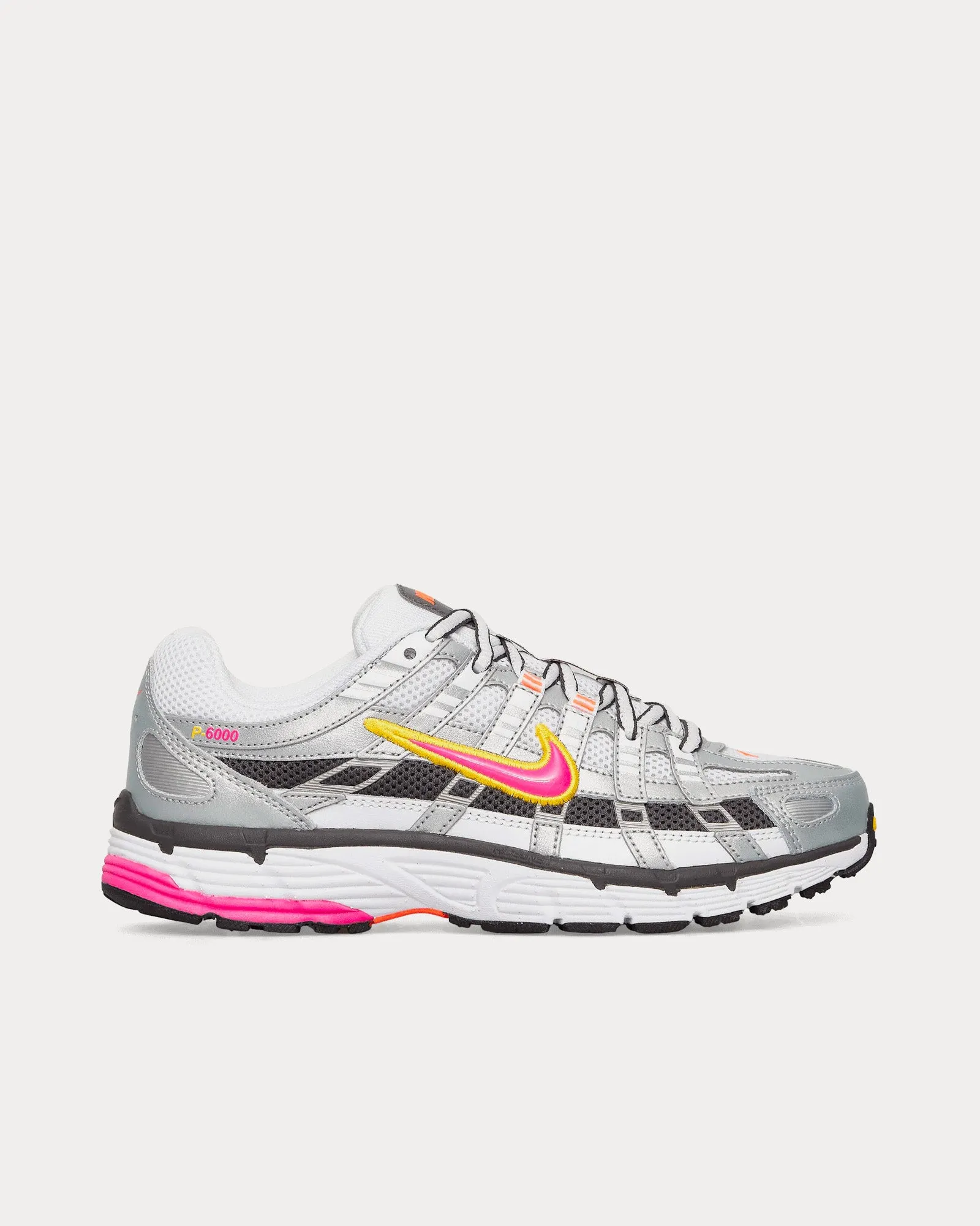 P-6000 White / Laser Fuchsia / Silver Low Top Sneakers