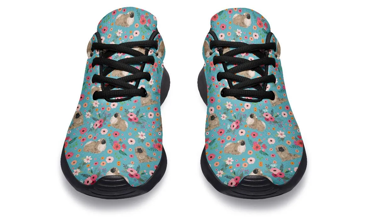 Pekingese Flower Sneakers