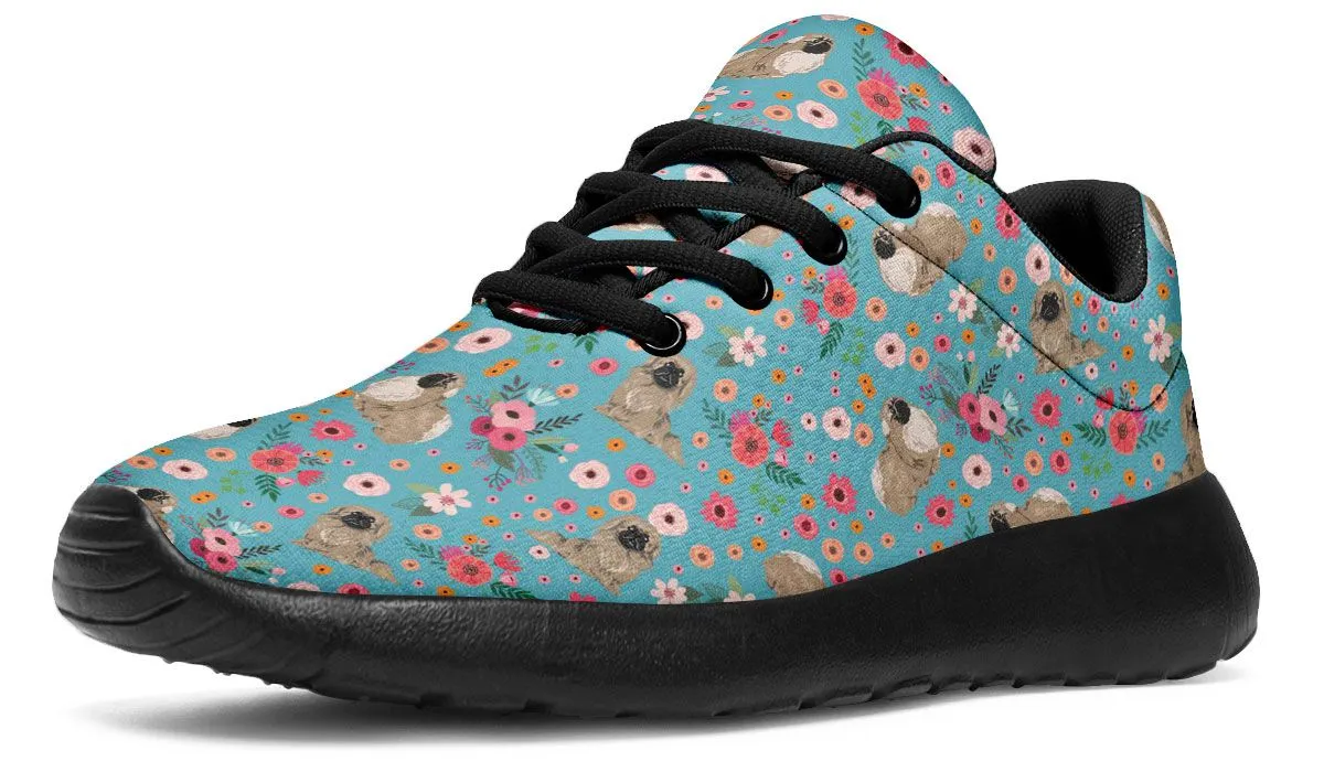 Pekingese Flower Sneakers