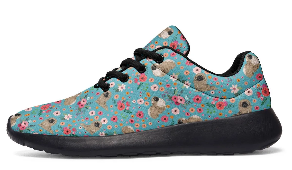 Pekingese Flower Sneakers