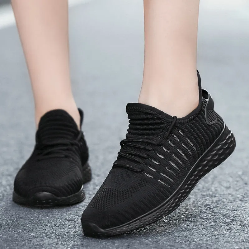 PINSEN 2020 Fashion Sneakers Shoes For Women Flats Breathable Mesh Casual Shoes Woman Lace-up Comfortable Trainers Ladies Shoes