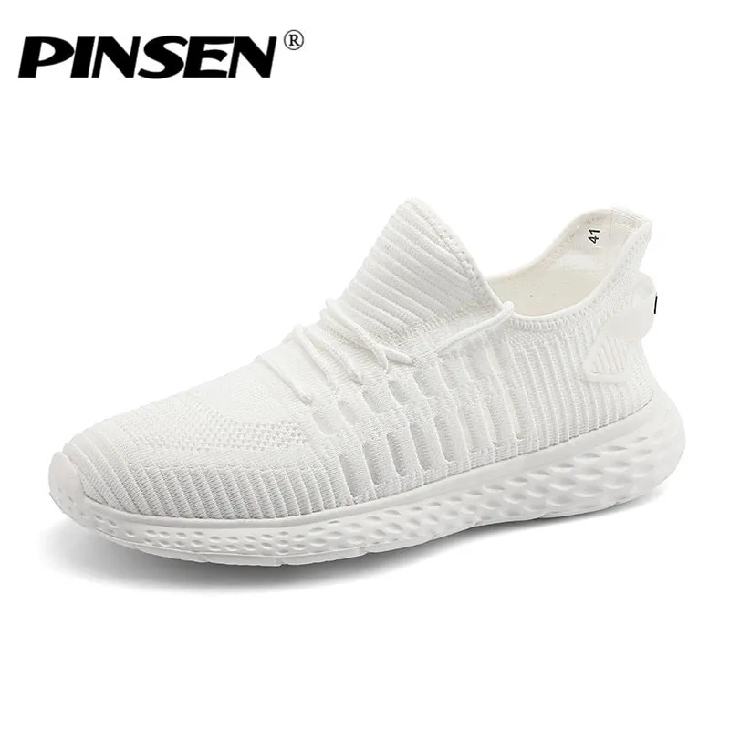 PINSEN 2020 Fashion Sneakers Shoes For Women Flats Breathable Mesh Casual Shoes Woman Lace-up Comfortable Trainers Ladies Shoes