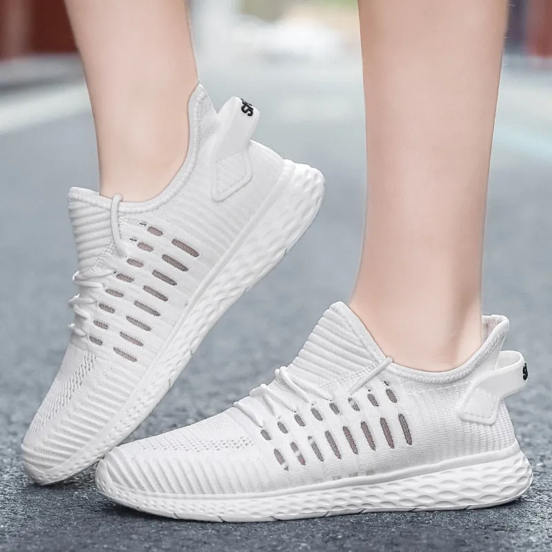 PINSEN 2020 Fashion Sneakers Shoes For Women Flats Breathable Mesh Casual Shoes Woman Lace-up Comfortable Trainers Ladies Shoes