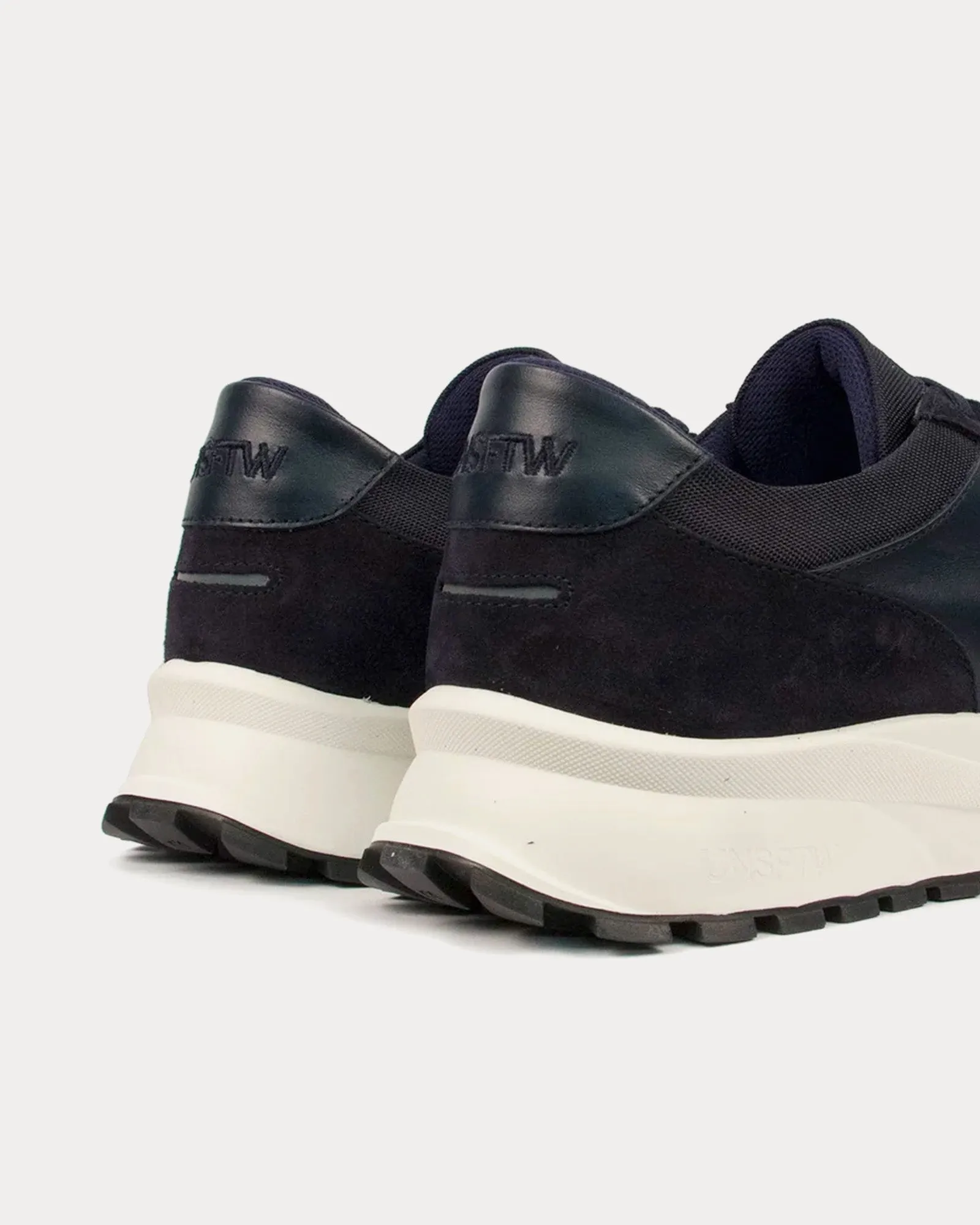 Plemont Leather & Suede Navy / White Low Top Sneakers