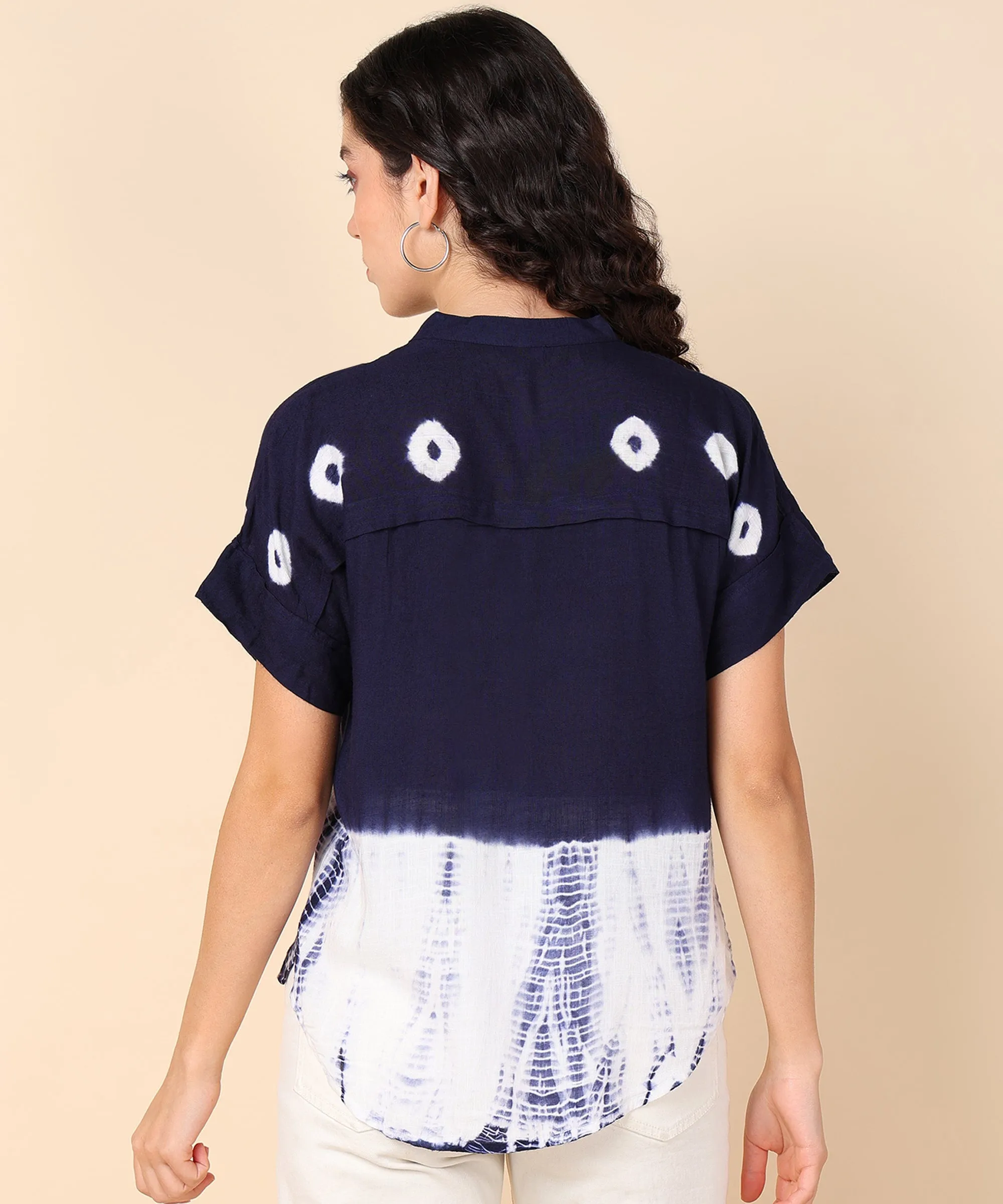Rayon Blue Tie Dye Staple Top
