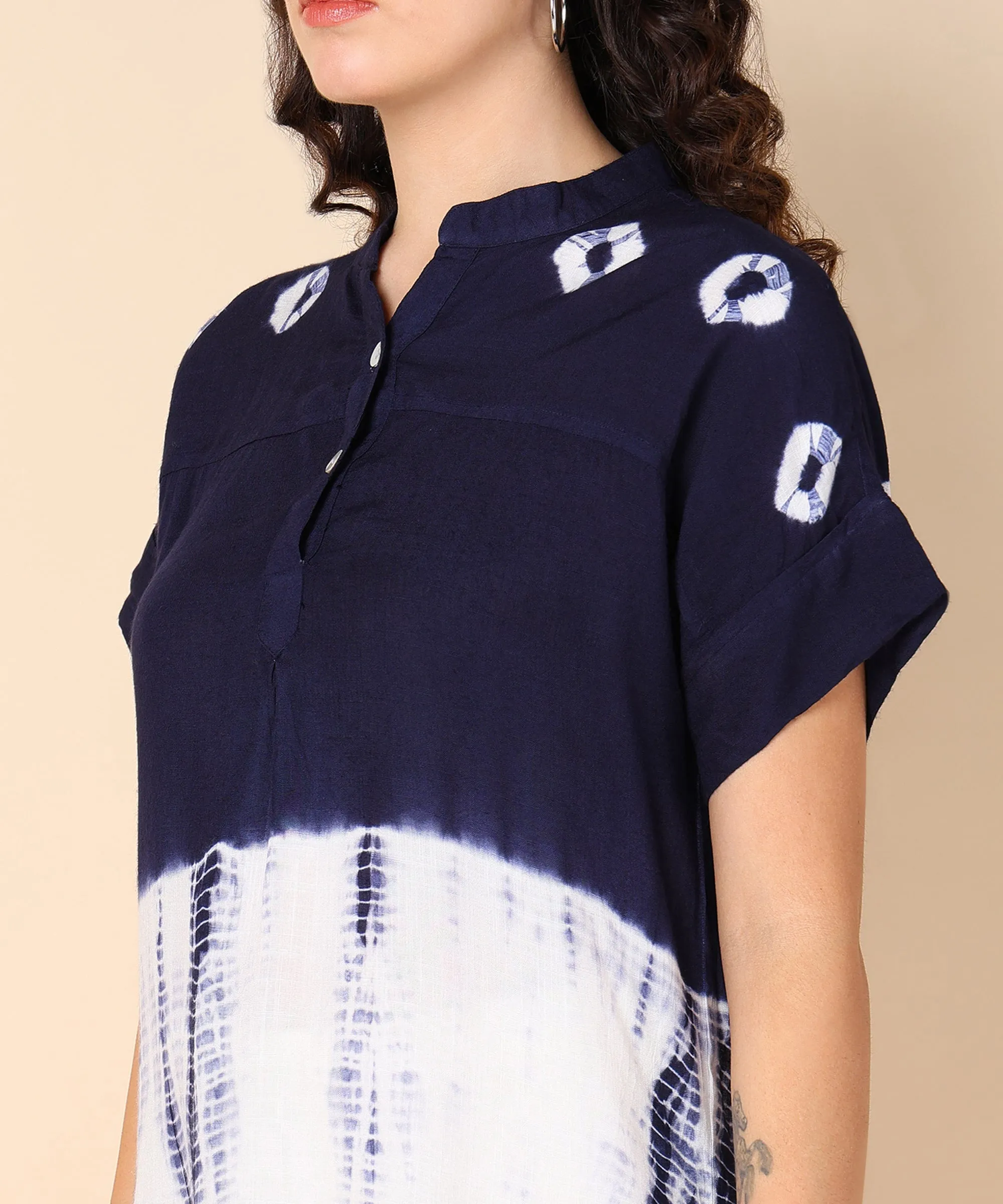 Rayon Blue Tie Dye Staple Top