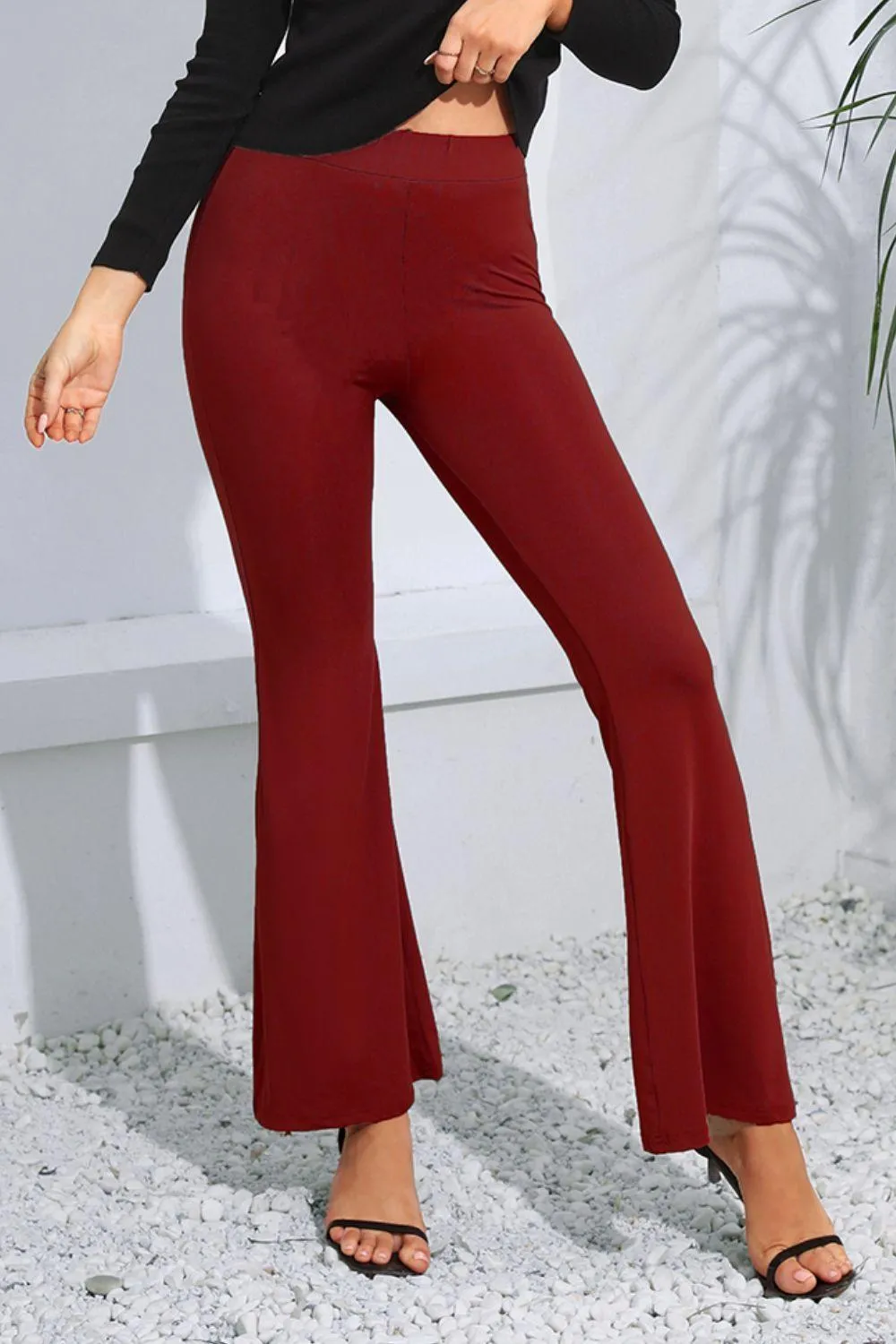 Retro Aesthetic High Waist Flare Leg Pants