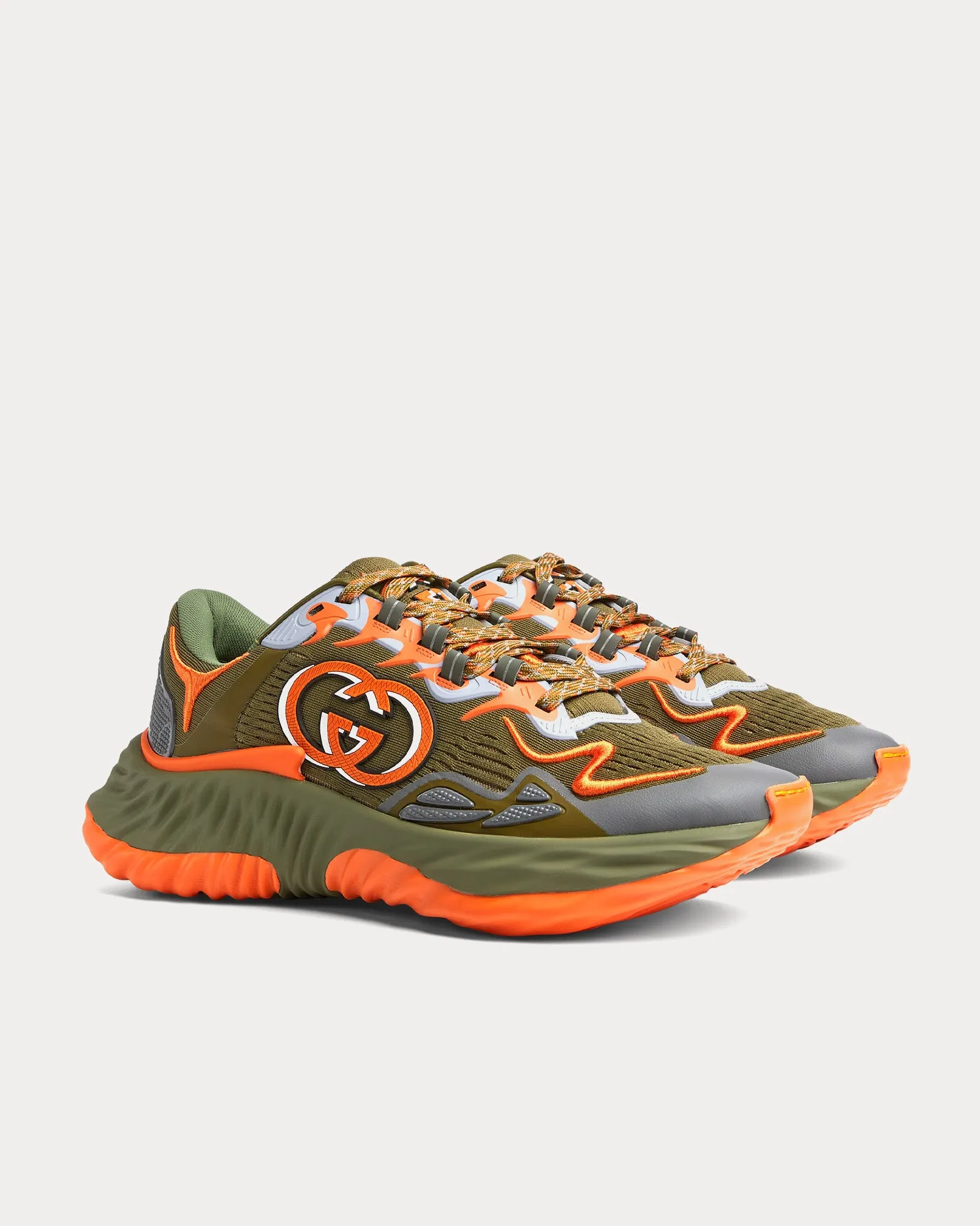 Ripple Mesh Green / Orange Low Top Sneakers