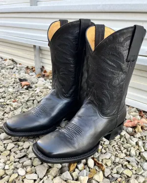 Roper Men's Parker Black Leather Square Toe Cowboy Boots 9201-8440