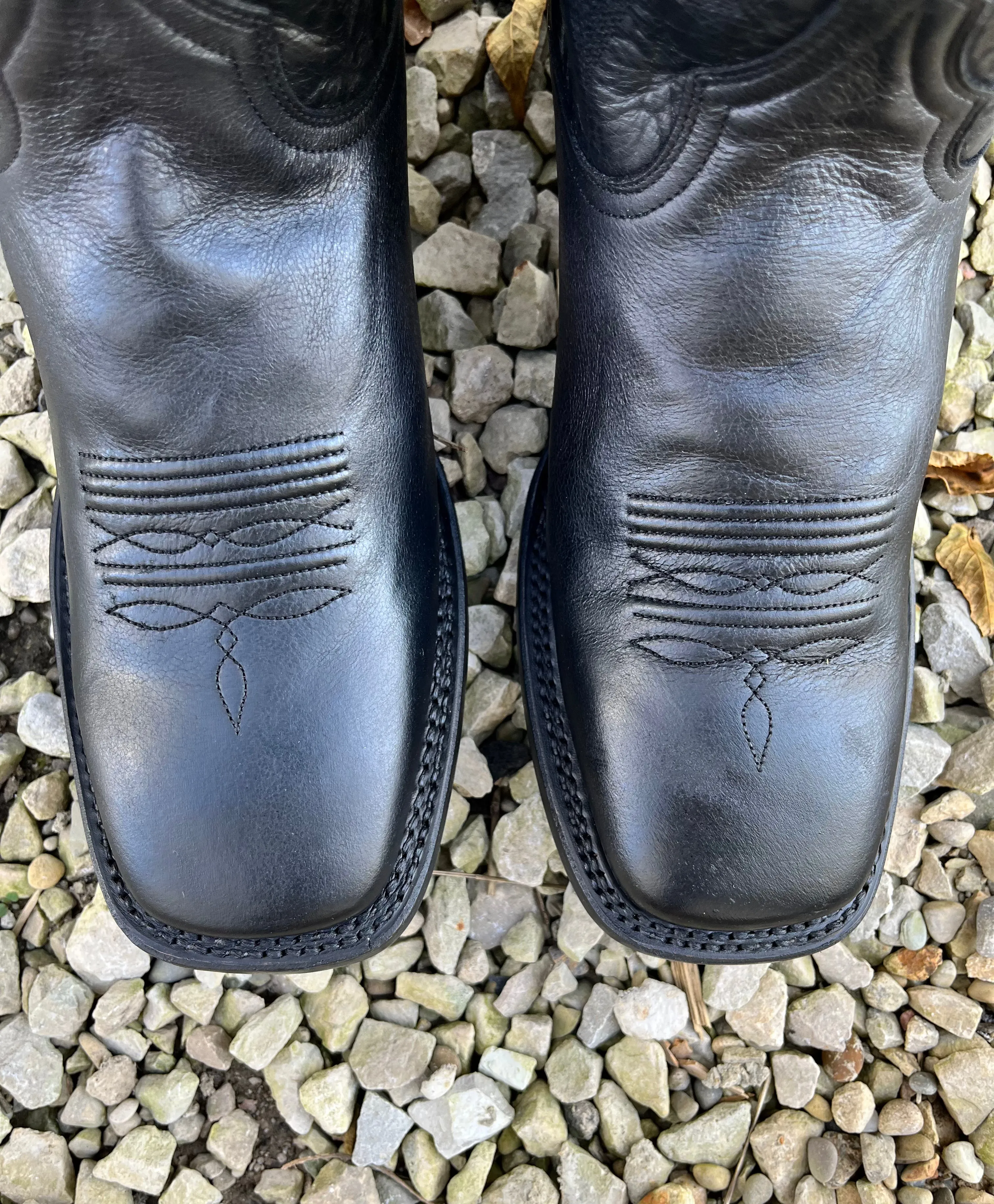 Roper Men's Parker Black Leather Square Toe Cowboy Boots 9201-8440
