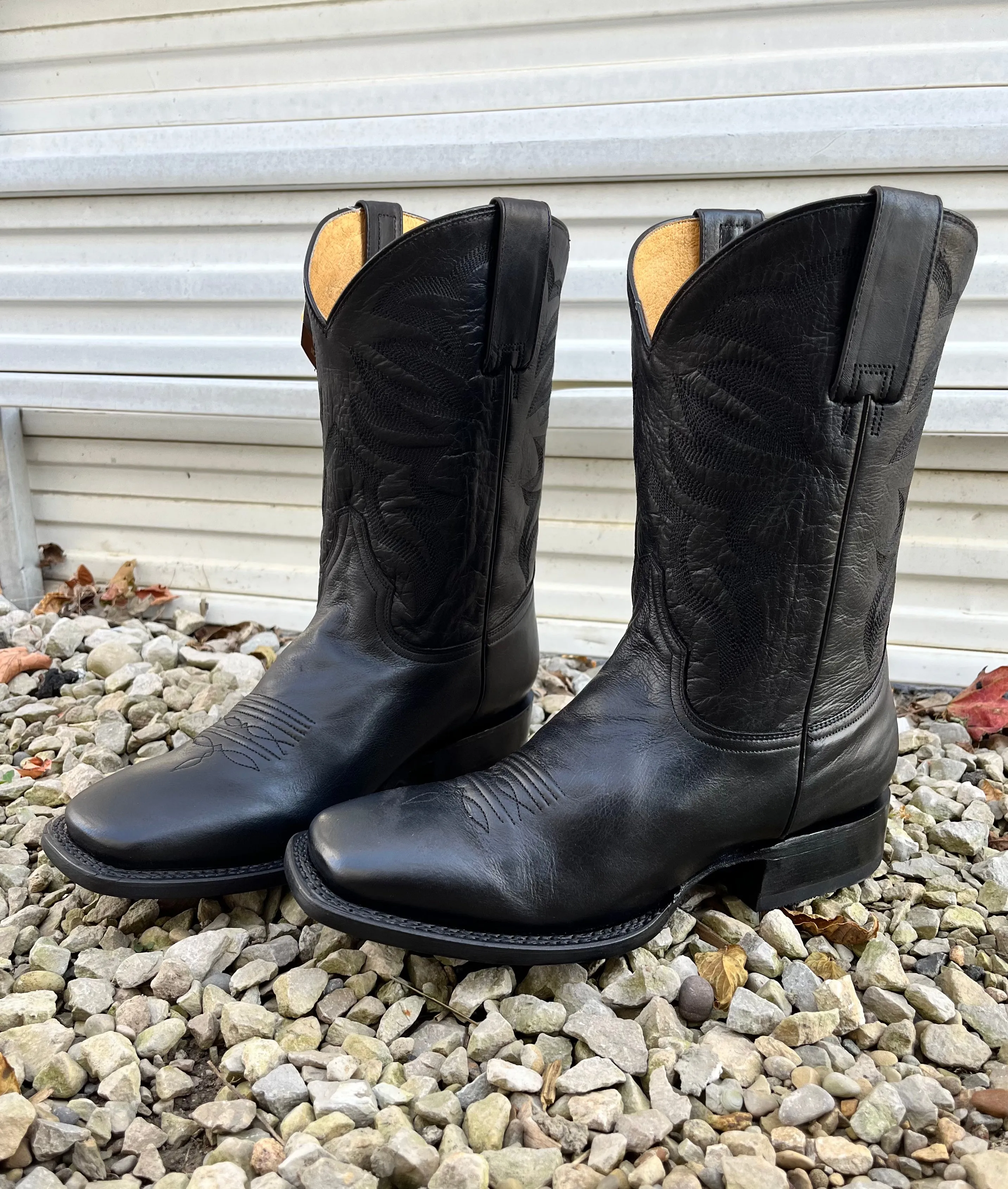 Roper Men's Parker Black Leather Square Toe Cowboy Boots 9201-8440