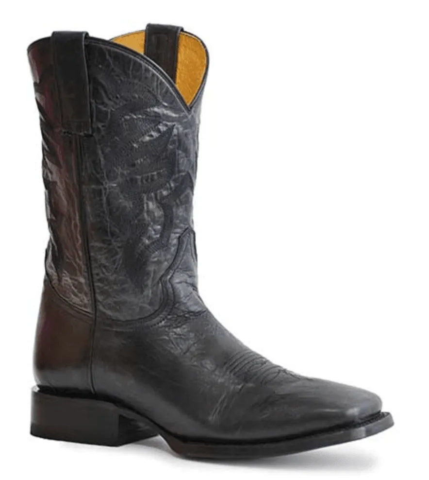 Roper Men's Parker Black Leather Square Toe Cowboy Boots 9201-8440
