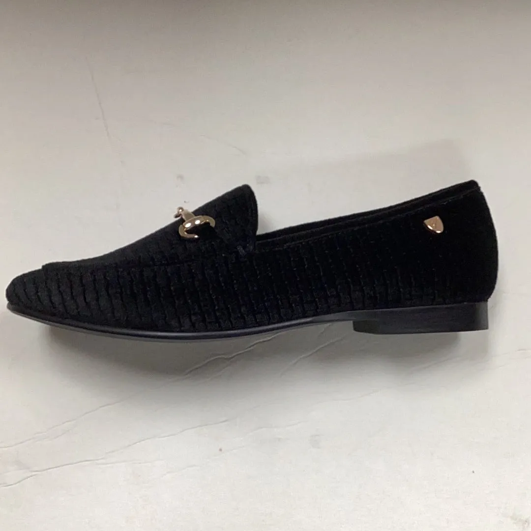 SALE FW23 Venettini Rian Black Weave Gold Chain Slip On