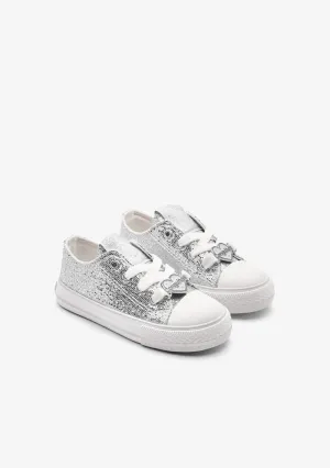 Silver glitter low sneaker