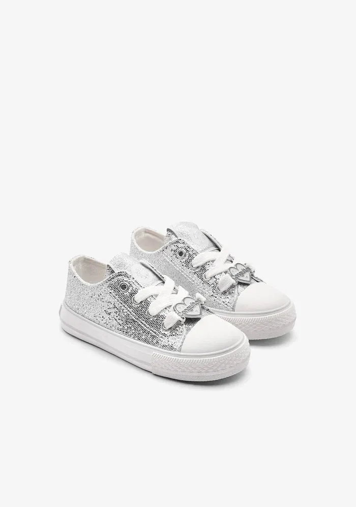 Silver glitter low sneaker