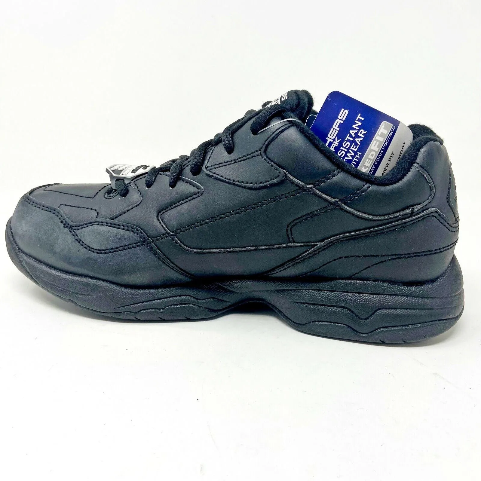 Skechers Slip Resistant Felton Albie Black Womens Relaxed Fit Crew Shoes