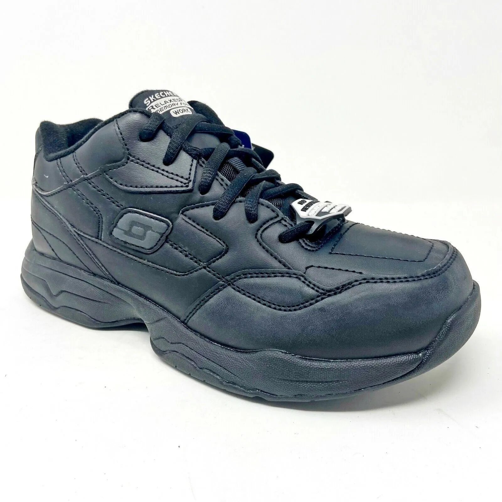 Skechers Slip Resistant Felton Albie Black Womens Relaxed Fit Crew Shoes