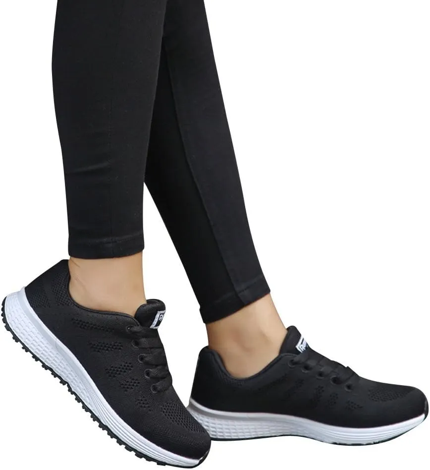 Sneakers for Women Casual Mesh Breathable Lace Up Walking Mens Running Shoes Wide Width Shoes Casual Brown Sneakers White Tennis Shoe Trainers Shoe