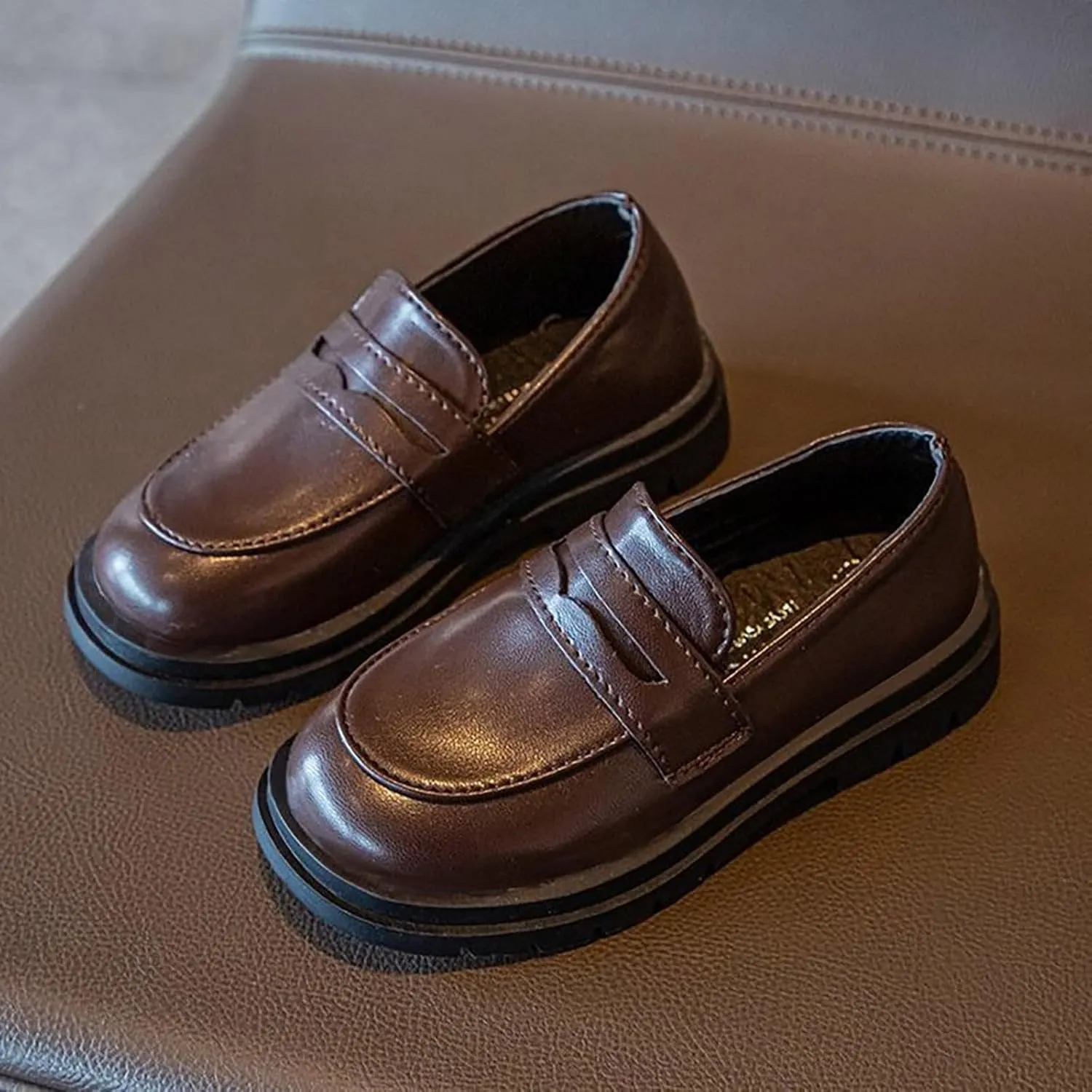Toddle Kids Chunky Loafers Dress Shoes Boys Girls Platform enny Round Toe School Uniform Slip On Oxford Shoes