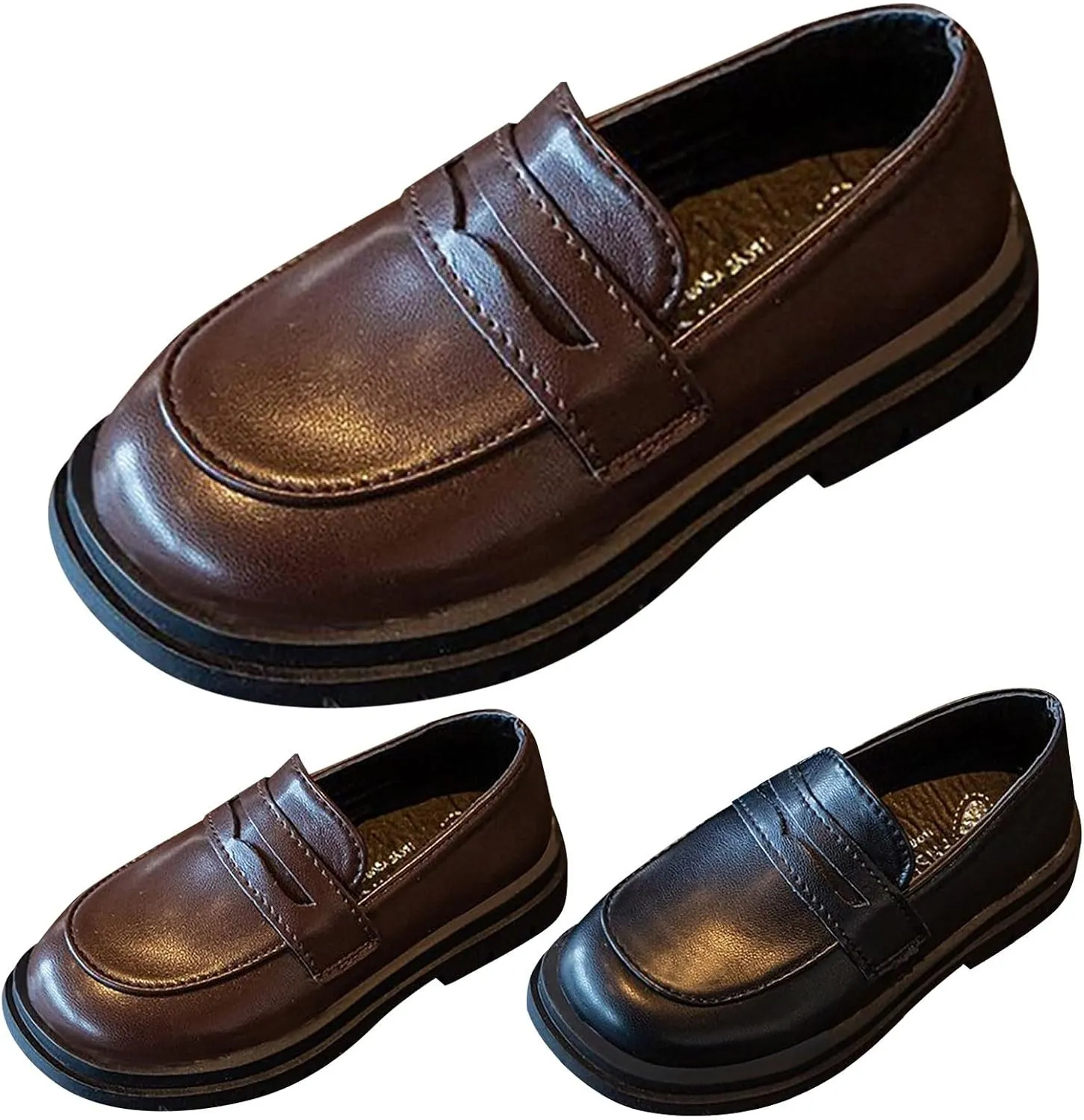 Toddle Kids Chunky Loafers Dress Shoes Boys Girls Platform enny Round Toe School Uniform Slip On Oxford Shoes