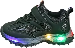 Toddler Baby Boys Girls Glitter Sneakers Lace Strap Sole Non Slip First Walking Sequins Sport Shoes Running Casual Shoes