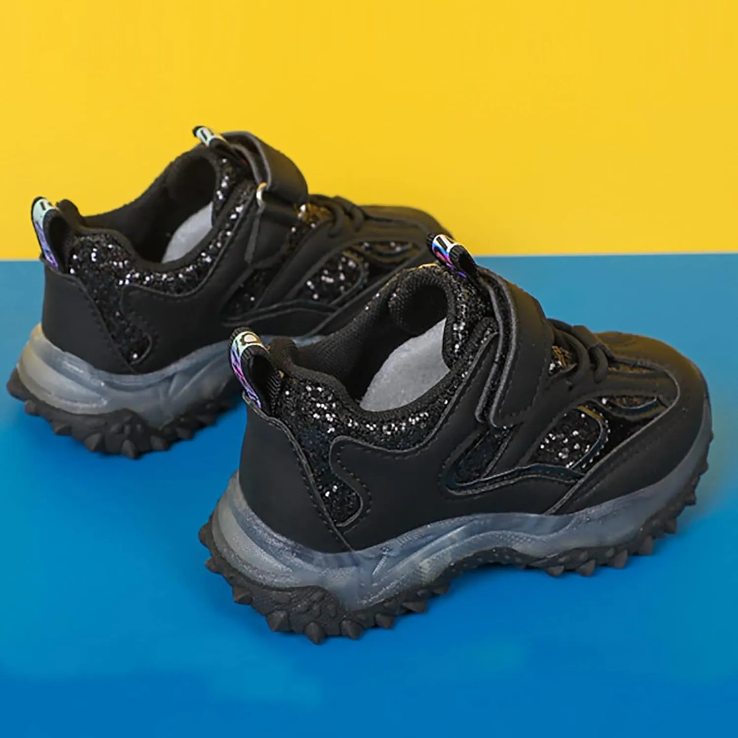 Toddler Baby Boys Girls Glitter Sneakers Lace Strap Sole Non Slip First Walking Sequins Sport Shoes Running Casual Shoes