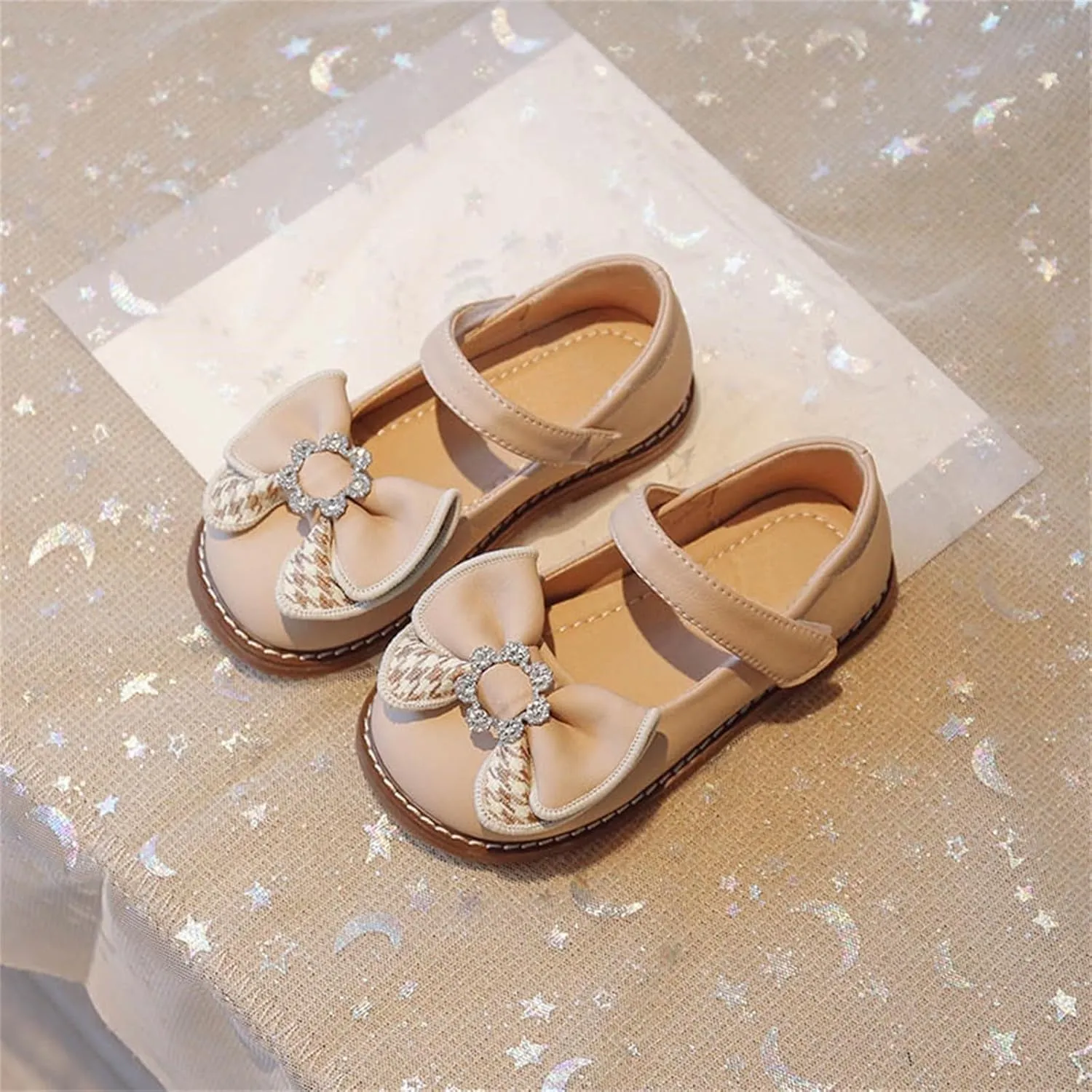 Toddler Flower Dress Shoes Girl hinestones Bow Mary Jane Ballet Flats for Wedding Party School Shoes for Baby Kids