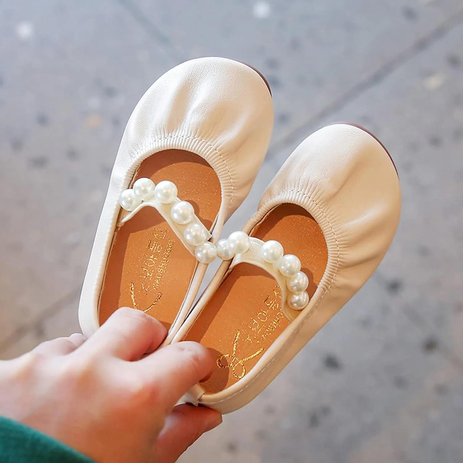 Toddler Kids Girls Mary-Jane Dress Shoes Front Pearl Bow Ballerina Flats Princess Wedding Party School Shoes 1-11 Years