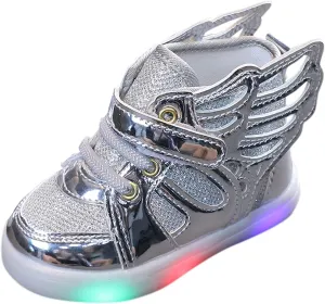 Toddler Light Up Shoes Kids High Top Walking Shoes Boys Girls LED Casual Sneakers Slip On Running Tennis Shoes