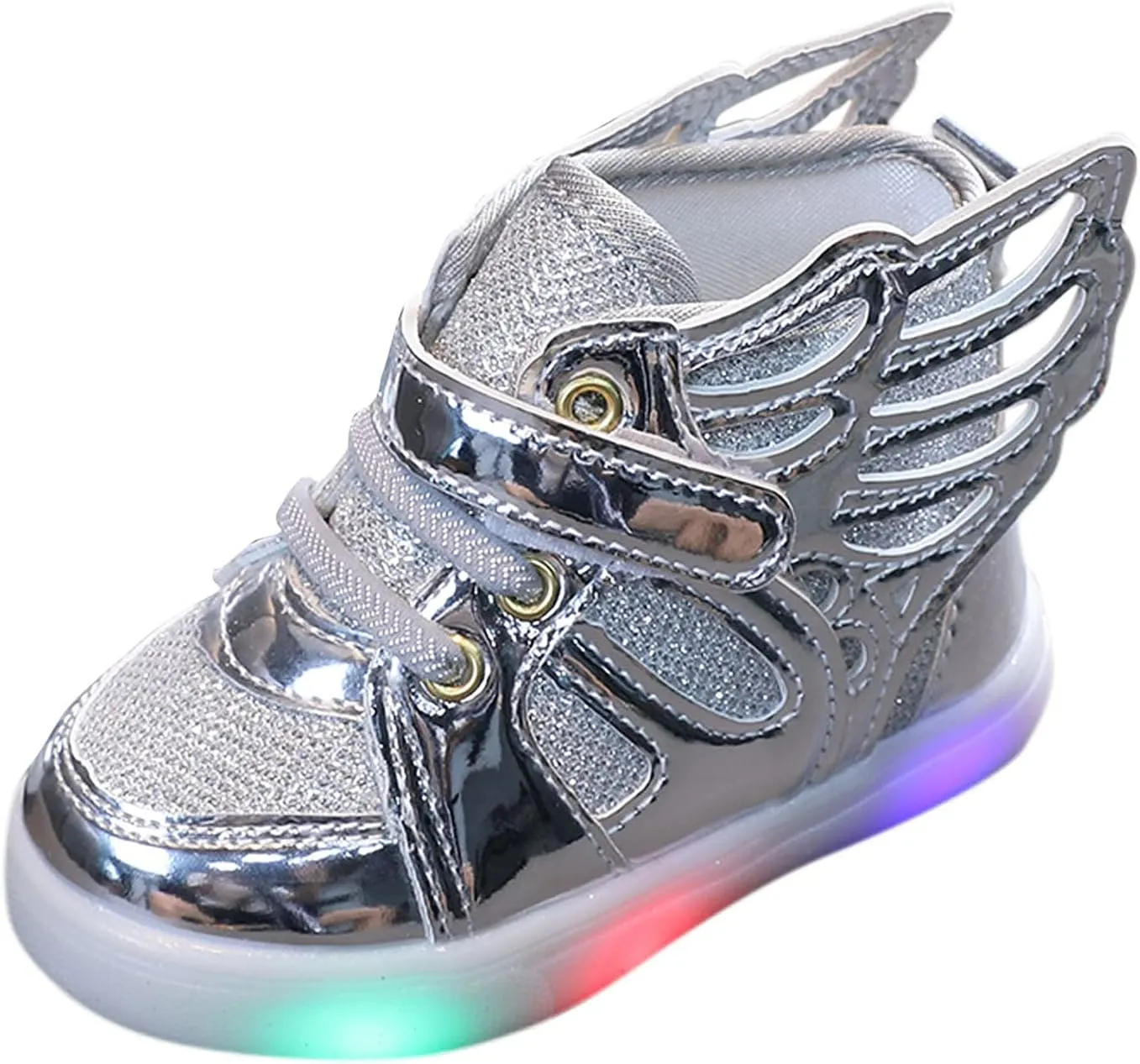 Toddler Light Up Shoes Kids High Top Walking Shoes Boys Girls LED Casual Sneakers Slip On Running Tennis Shoes