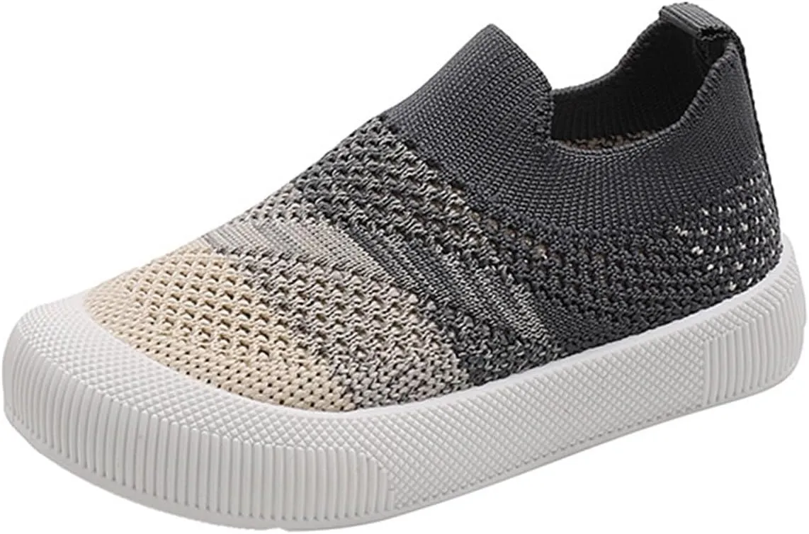 Toddler Non-Slip Walking Shoes Kid Wide Barefoot Shoe Mesh Slip on Sneakers Boys Girls Casual Breathable Tennis Shoes