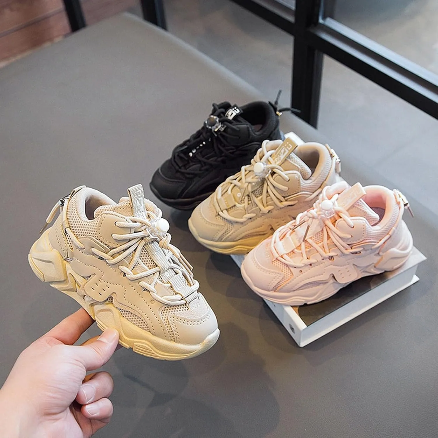 Toddler Shoes New Multi Color Solid Mesh Lightweight and Breathable Children's Rubber Sole Shoes Breathable Sneakers