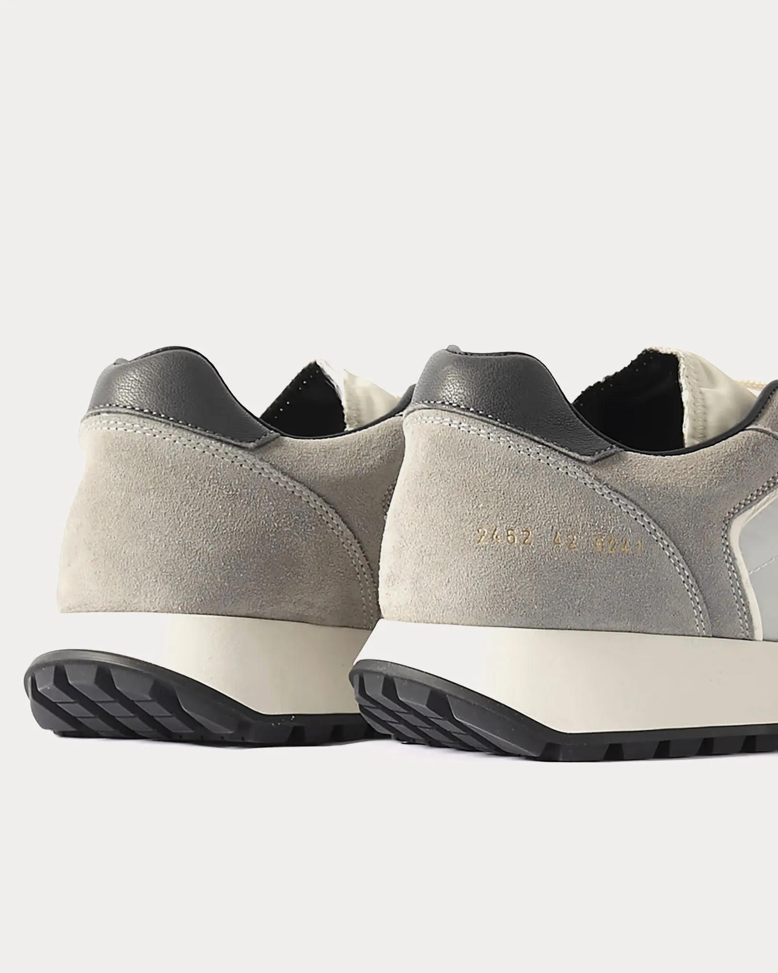 Track Leather-Trimmed Suede & Tech-Mesh Grey Low Top Sneakers