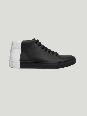 Two-Tone Nappa Mid Top Sneakers | Italian Nappa Leather & Suede | Stylish Comfort with Arch Support | One Posh Closet