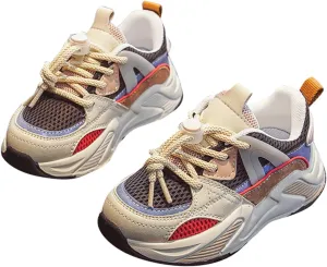 Unisex-Child Adjustable Lace-up Running Shoes Lightweight Soft Breathable Athletic Sneakers for Boys Girls Unisex