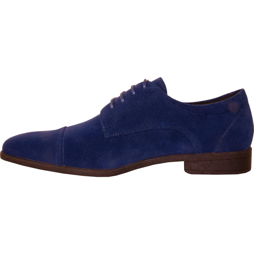 VANGELO Men Dress Shoe KING-4 Oxford Formal Tuxedo for Prom and Wedding Royal Blue