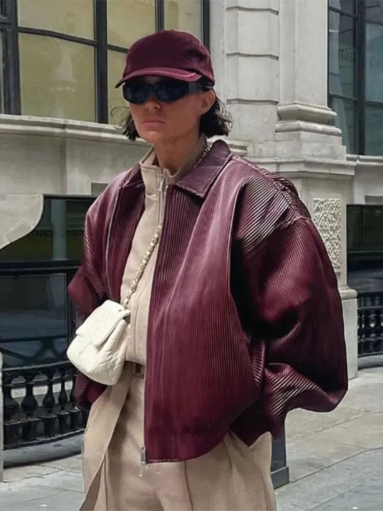 Vintage Contrast Stitch Lapel Long Sleeve Jacket